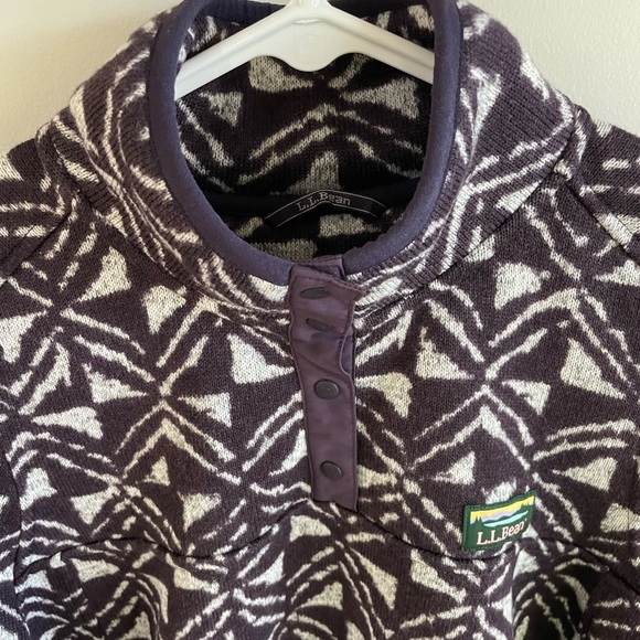 L.L. Bean Retro Geo Print Sweater Fleece Pullover - Dark Purple - Size Medium - Picture 5 of 12